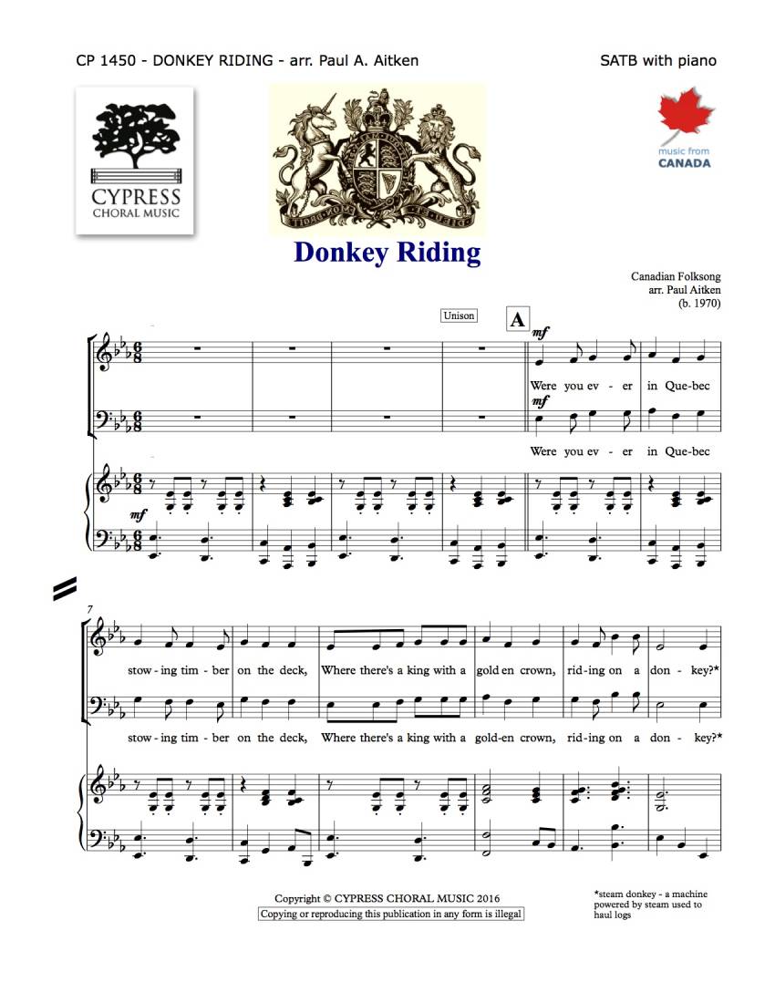 Donkey Riding - Traditional/Aitken - SATB