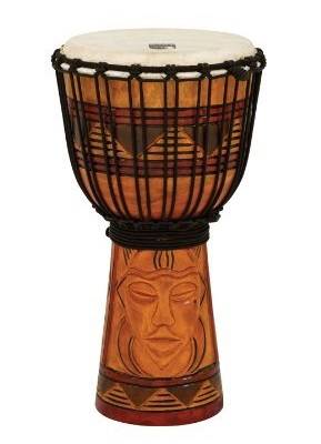 Origins Series Rope Tuned Wood 8\'\' Djembe - Traditional Mask