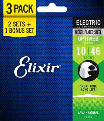 Electric Guitar Strings with OPTIWEB Coating, Light 10-46, 3 for 2 Pack