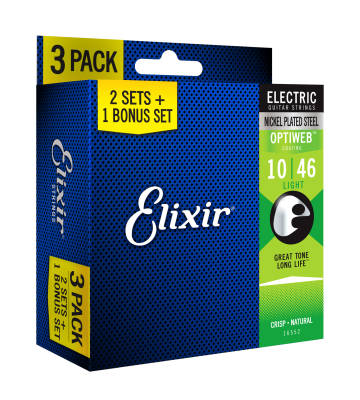 Electric Guitar Strings with OPTIWEB Coating, Light 10-46, 3 for 2 Pack