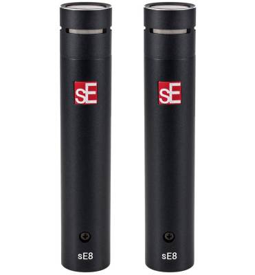 Matched Pair of SE8 Condenser Mics w/ Mounting Bar, Mic Clips, and Case