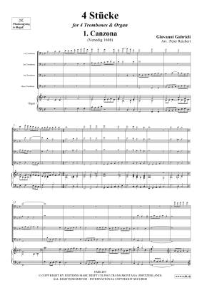 4 Stucke - Gabrieli/Reichert - Trombone Quartet/Organ - Gr. 4