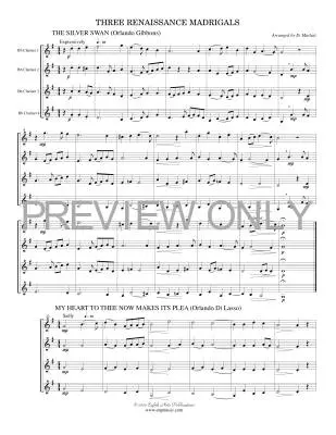 Three Renaissance Madrigals - Gibbons/Di Lasso/Morley/Marlatt - 4 Clarinets