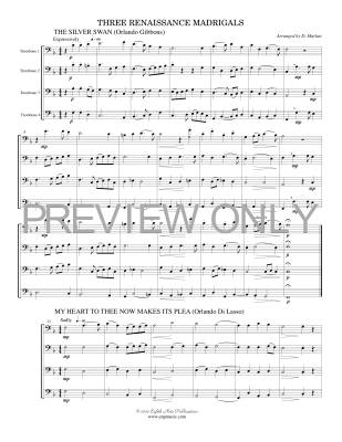 Three Renaissance Madrigals - Gibbons/Di Lasso/Morley/Marlatt - 4 Trombones