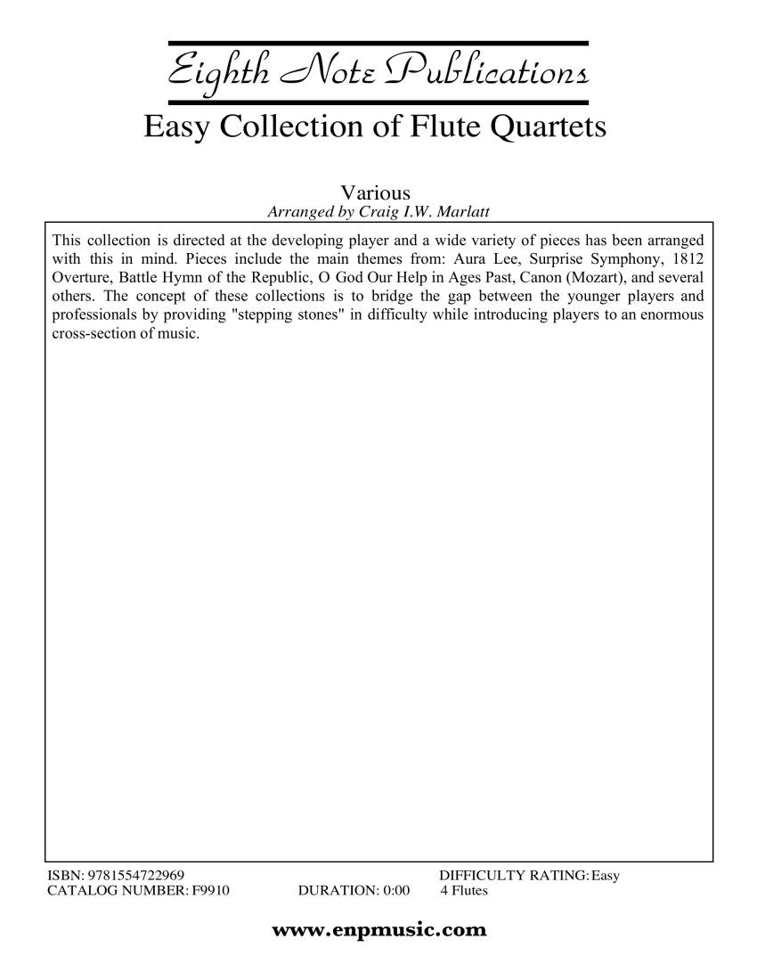 Easy Collection of Flute Quartets - Marlatt - 4 Flutes