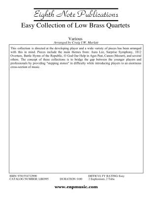 Eighth Note Publications - Easy Collection of Low Brass Quartets - Marlatt - 2 Euphoniums/2 Tubas