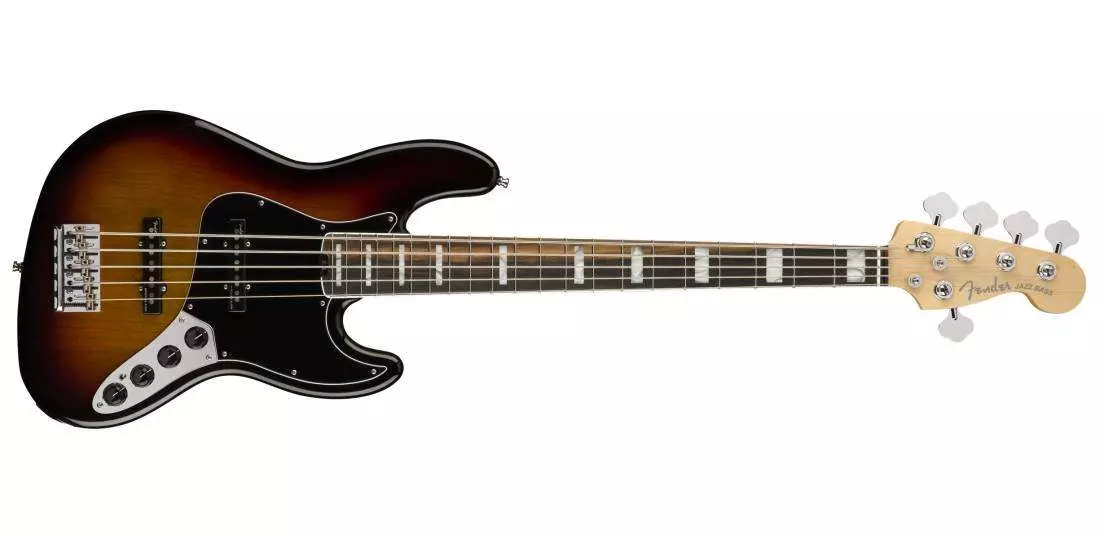 American Elite Jazz Bass V, Ebony Fingerboard - 3-Colour Sunburst