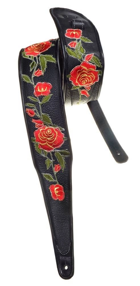 Stella Rose 3\'\' Leather Guitar Strap - Black