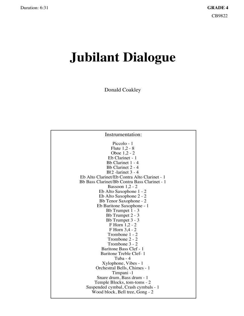 Jubilant Dialogue - Coakley - Concert Band - Gr. 4