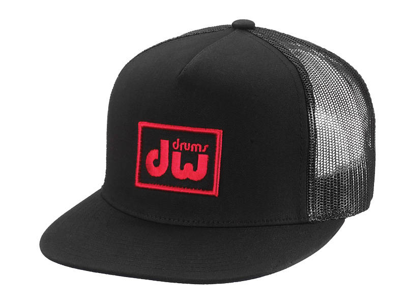 DW Logo Trucker Hat, Black w/ Red Logo