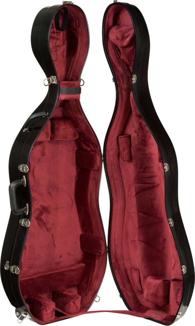 Fiberglass Cello Case with Wheels - Black/Wine