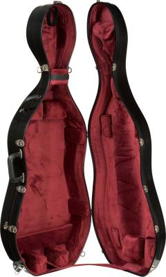 Bobelock - Fiberglass Cello Case with Wheels - Black/Wine