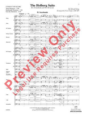 The Holberg Suite  (Mvt. II Sarabande and Mvt. III Gavotte) - Grieg/Lopez - Full Orchestra - Gr. 3