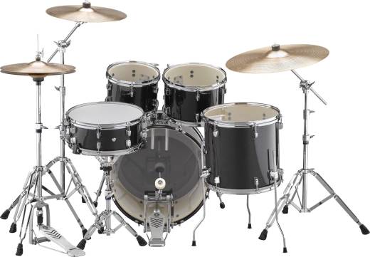 Rydeen 5-Piece Drum Kit (20, 10, 12, 14, & Snare) w/ Hardware & Cymbals - Black Glitter