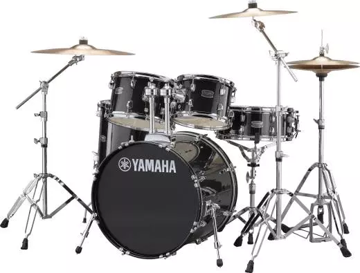 Rydeen 5-Piece Drum Kit (20, 10, 12, 14, & Snare) w/ Hardware & Cymbals - Black Glitter