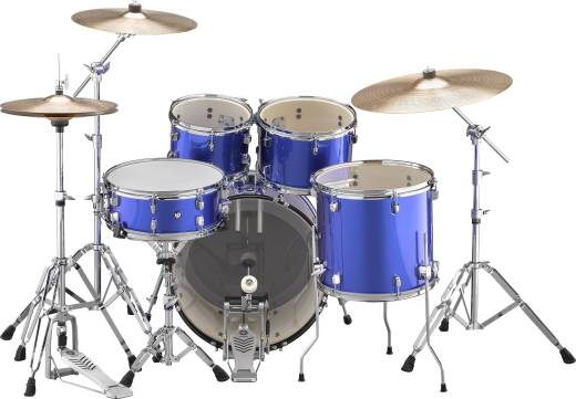 Rydeen 5-Piece Drum Kit (20, 10, 12, 14, & Snare) w/ Hardware & Cymbals - Fine Blue