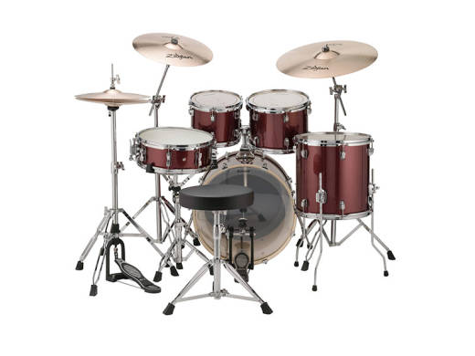Evolution 5-Piece Drum Kit w/Hardware, Cymbals & Throne - Wine Red