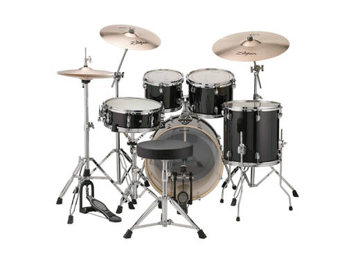 Evolution 5-Piece Drum Kit w/Hardware, Cymbals & Throne - Black Sparkle