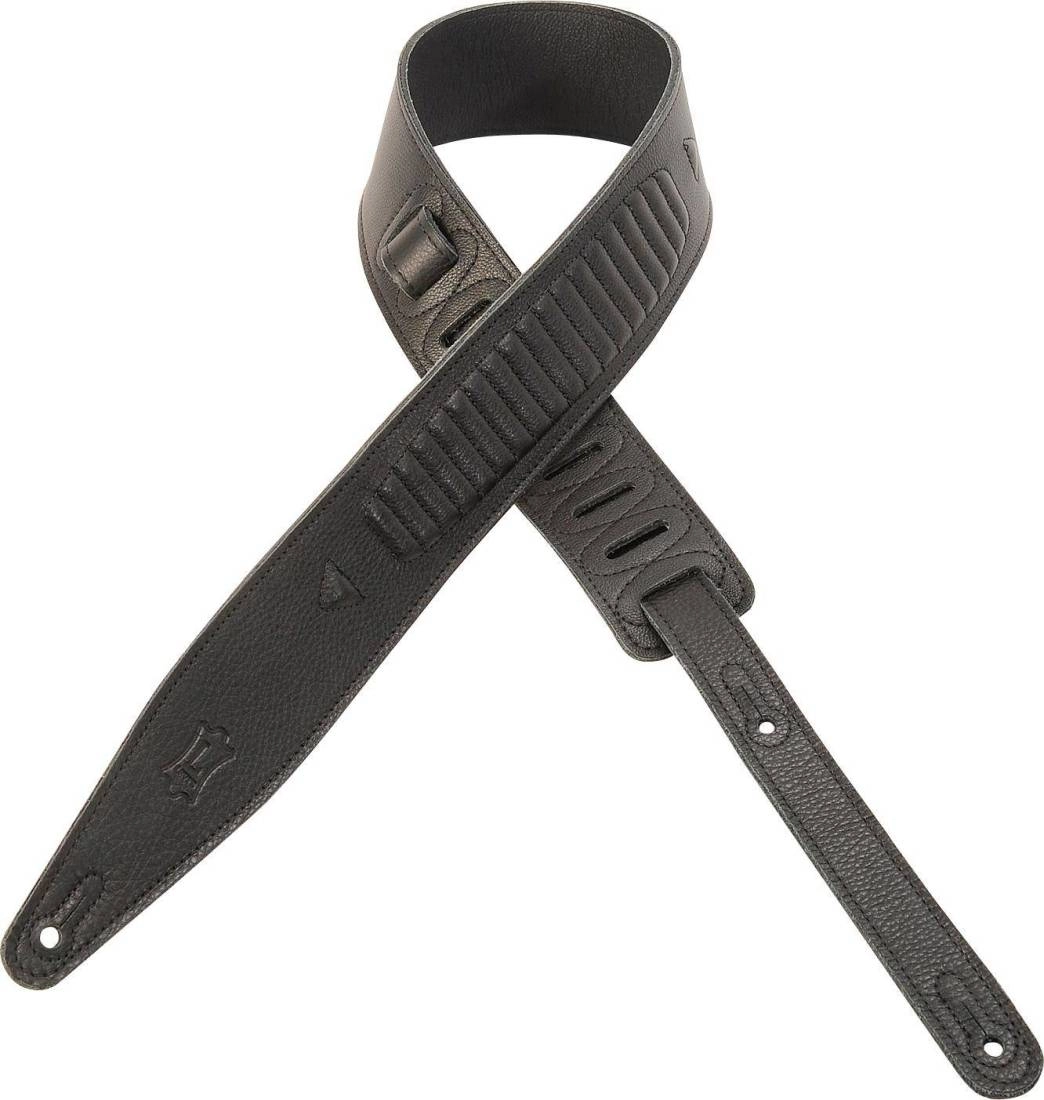 2-1/2 Inch Garment Leather Guitar Strap - Black