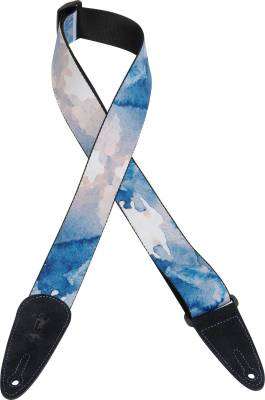 2 Inch Polyester Guitar Strap - Blue Abstract Ink