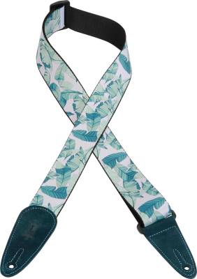 2 Inch Polyester Guitar Strap - Green Feather