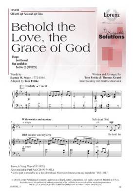 The Lorenz Corporation - Behold the Love, the Grace of God - Fettke/Grassi - SAB