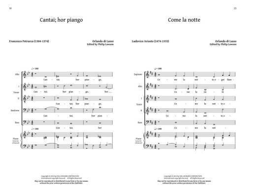 Five Italian Madrigals (Collection) - di Lasso/Lawson - SATB