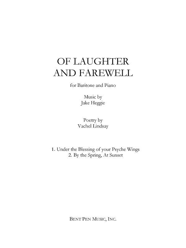 Of Laughter and Farewell -  Lindsay/Heggie - Baritone Voice/Piano
