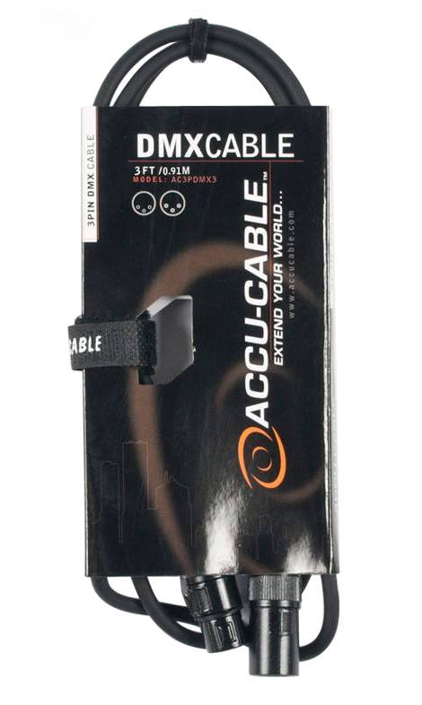 AC3PDMX3 Accu-Cable 3 Foot 3-Pin DMX Cable
