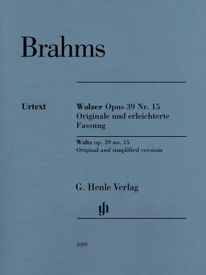 G. Henle Verlag - Waltz Op. 39 No. 15: Original & Simplified Version - Brahms/Eich/Koenen - Piano - Sheet Music