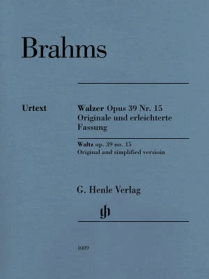 G. Henle Verlag - Waltz Op. 39 No. 15: Original & Simplified Version - Brahms/Eich/Koenen - Piano - Sheet Music