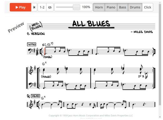 All Blues Play-Along: Real Book Multi-Tracks Volume 3 - C/Bb/Eb/BC Instruments - Book/Media Online