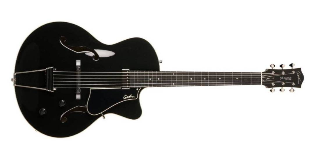 5th Avenue Jazz Piano Black Archtop Semi-Hollow Electric Guitar - B-Stock