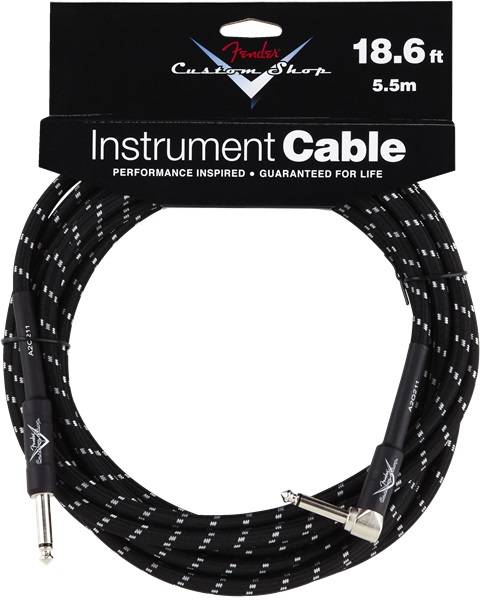 Custom Shop Instrument Cable, Angled, Black Tweed - 18.6 ft