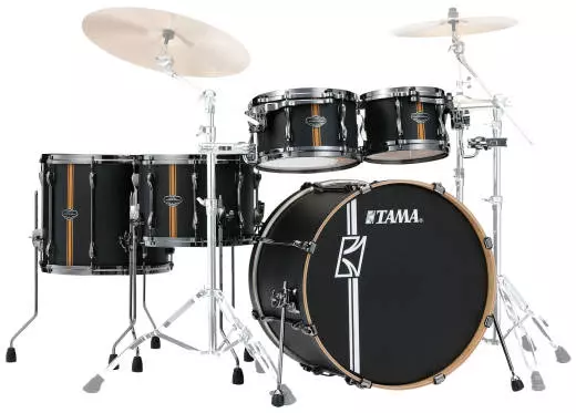 Hyper-Drive Duo 5-Piece Shell Pack (10,12,16,22,Snare) - Flat Black Vertical Stripe