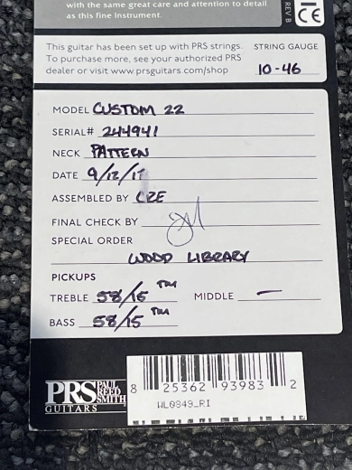 PRS WOOD LIBRARY CUSTOM 22 TREM RED TIGER 8