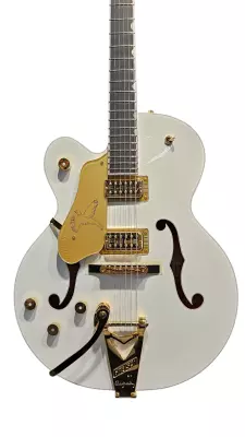 Gretsch Guitars - G6136TG-LH Players Edition Falcon Hollow Body with String-Thru Bigsby and Gold Hardware, Left-Handed - White