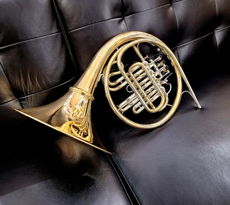 Store Special Product - Hans Hoyer - Professional Bb French Horn with A-Stop, Gold-Brass Body and Detachable Bell
