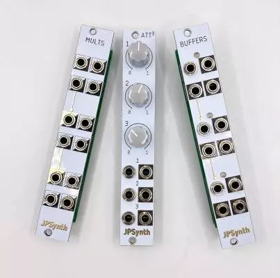 JP SYNTH Essentials: Buffered Multiples, Triple Attenuators, and 4 channel Stereo Mixer