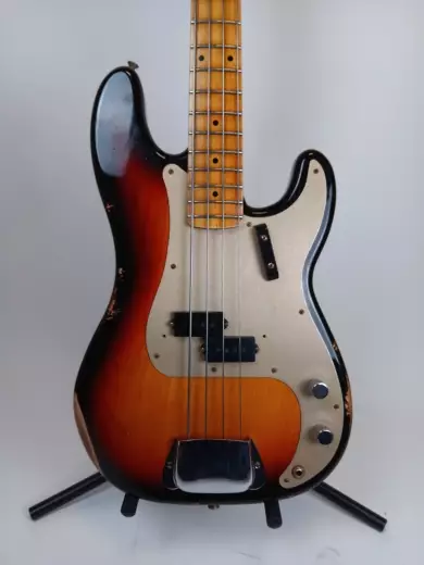 Fender Custom Shop - 1958 Precision Bass Relic, 1-Piece Quartersawn Maple Neck Fingerboard - Super Faded Aged Chocolate 3-Color Sunburst 3