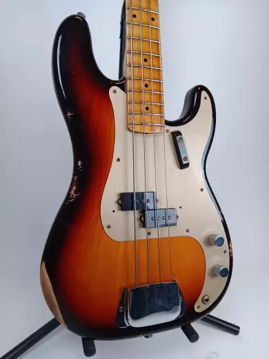 Fender Custom Shop - 1958 Precision Bass Relic, 1-Piece Quartersawn Maple Neck Fingerboard - Super Faded Aged Chocolate 3-Color Sunburst 4