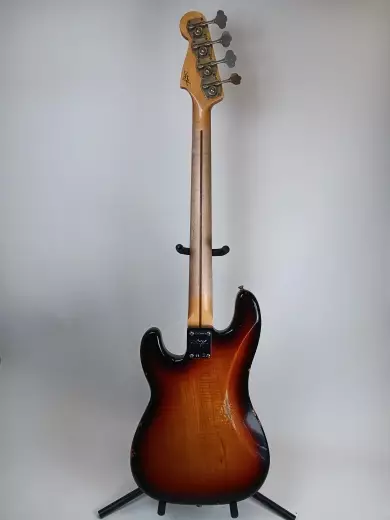 Fender Custom Shop - 1958 Precision Bass Relic, 1-Piece Quartersawn Maple Neck Fingerboard - Super Faded Aged Chocolate 3-Color Sunburst 2