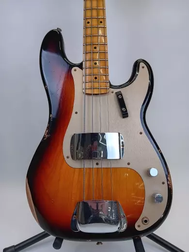 Fender Custom Shop - 1958 Precision Bass Relic, 1-Piece Quartersawn Maple Neck Fingerboard - Super Faded Aged Chocolate 3-Color Sunburst 2