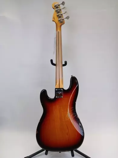 Fender Custom Shop - 1958 Precision Bass Relic, 1-Piece Quartersawn Maple Neck Fingerboard - Super Faded Aged Chocolate 3-Color Sunburst 5