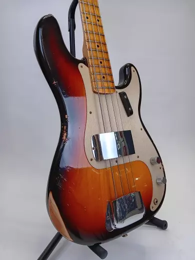 Fender Custom Shop - 1958 Precision Bass Relic, 1-Piece Quartersawn Maple Neck Fingerboard - Super Faded Aged Chocolate 3-Color Sunburst 3