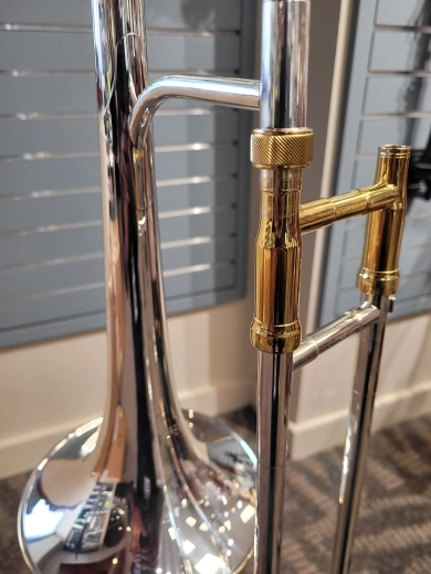 King Silver Sonic 3B Silver Bell 24 Gold Trim Tenor Trombone 3