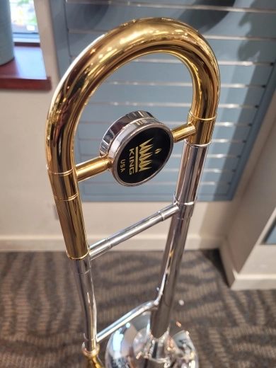 King Silver Sonic 3B Silver Bell 24 Gold Trim Tenor Trombone 2