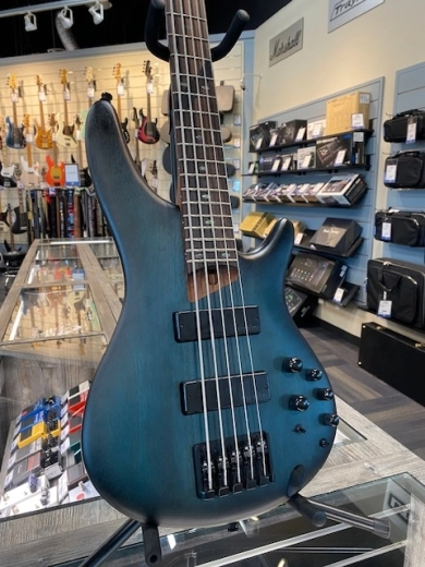 Ibanez Limited SR Standard 5-String Electric Bass - Dark Blue Stained Burst Flat