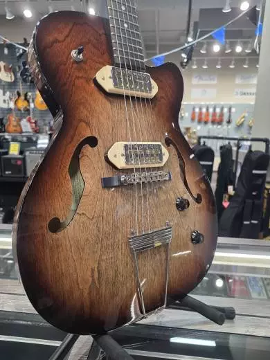 Godin Guitars - 5th Avenue Thin Line Electric Guitar, Gold Foil Pickups with Gigbag - Vintage Burst 2