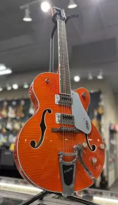 Gretsch Guitars - G5427TFM Electromatic Hollow Body Single-Cut with Bigsby, Tiger Flame Maple, Laurel Fingerboard - Orange Stain